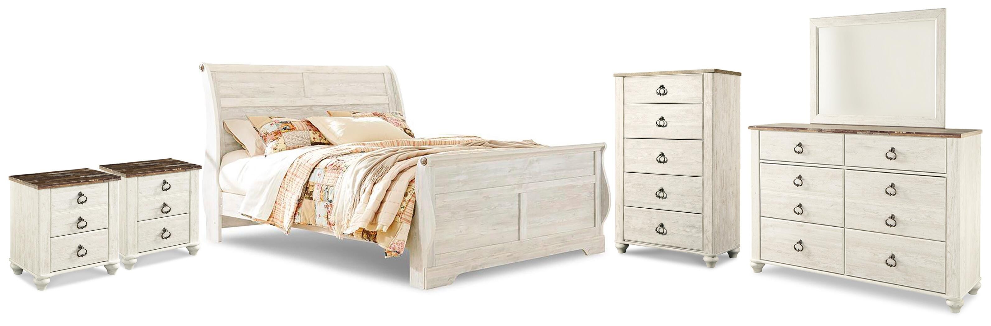 Willowton King Sleigh Bed 6-Piece Set — Chest, 2 Nightstands Signature Design by Ashley® Bedroom Package