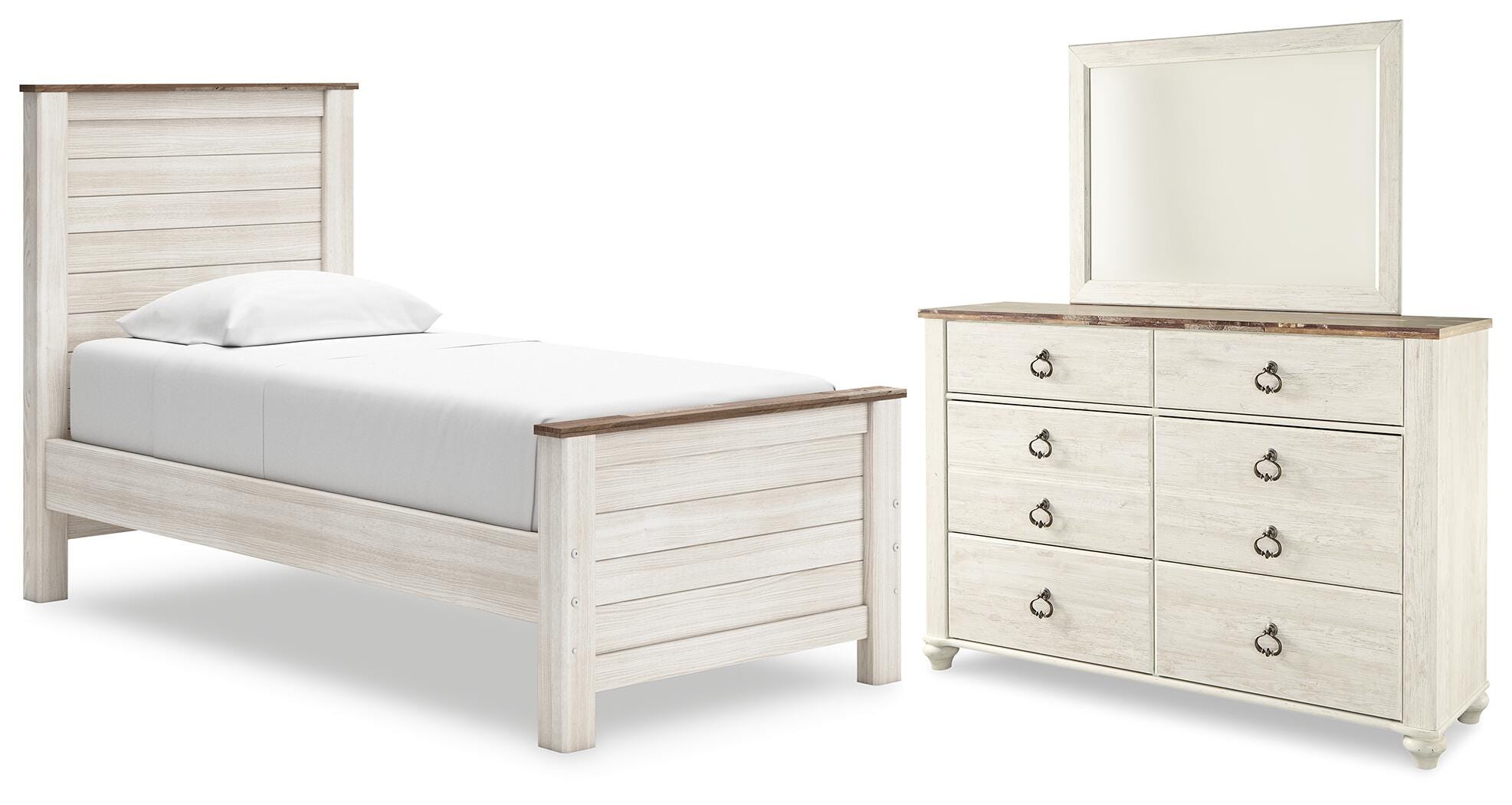 Willowton Twin Panel Bed, Dresser and Mirror — 3-Piece Set Signature Design by Ashley® Bedroom