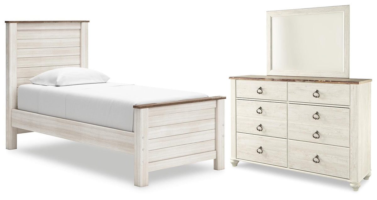 Willowton Twin Panel Bed, Dresser and Mirror — 3-Piece Set Signature Design by Ashley® Bedroom