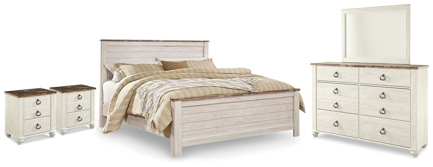 Willowton King Panel Bed, Dresser, Mirror and 2 Nightstands Signature Design by Ashley® Bedroom