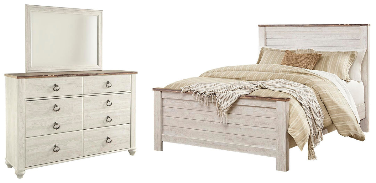 Willowton Queen Panel Bed, Dresser and Mirror — 3-Piece Set Signature Design by Ashley® Bedroom