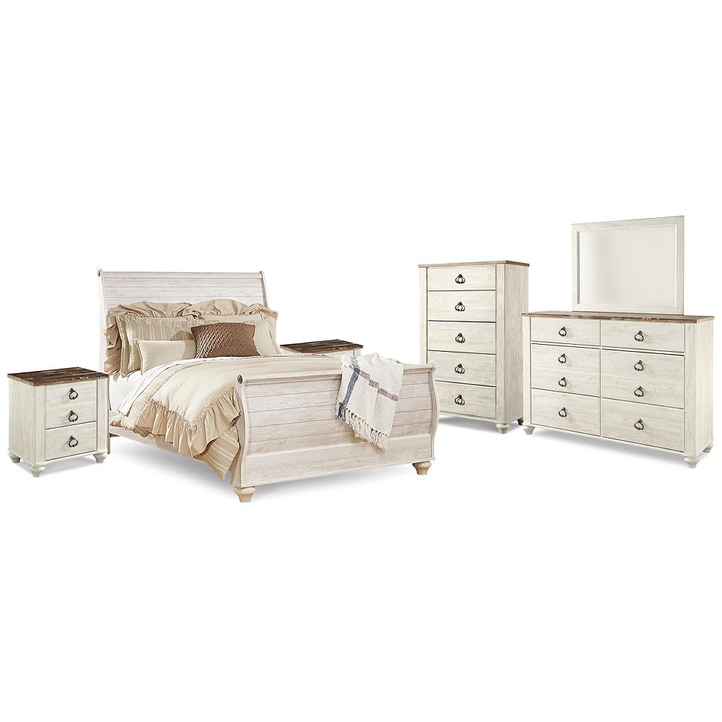 Willowton Queen Sleigh Bed, 2 Dressers, Mirror, Chest and 2 Nightstands Signature Design by Ashley® Uncategorized