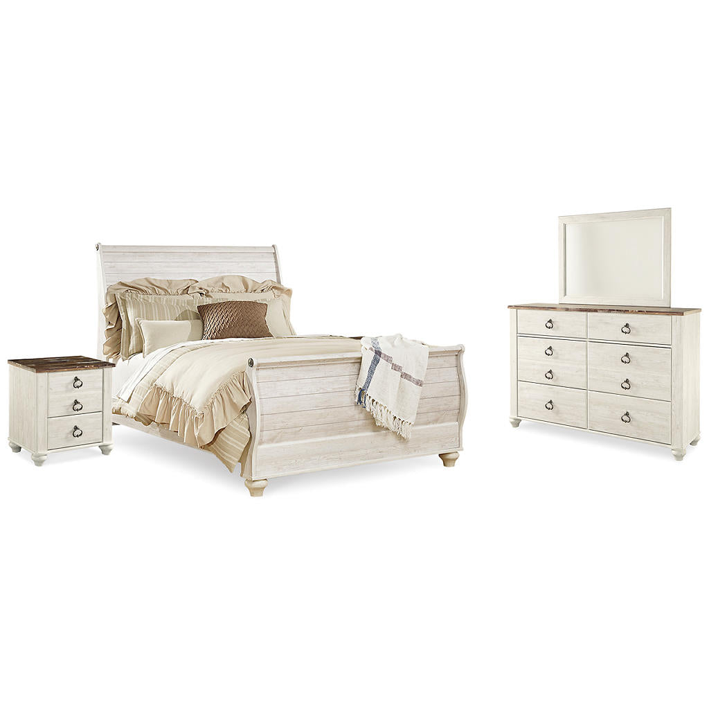Willowton Queen Sleigh Bed, Dresser, Mirror and 2 Nightstands Signature Design by Ashley® Uncategorized