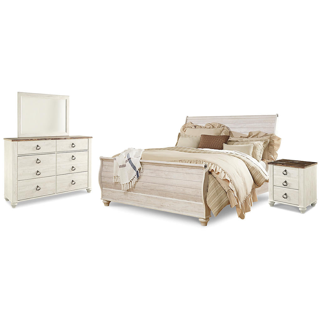 Willowton King Sleigh Bed, Dresser, Mirror and Nightstand Signature Design by Ashley® Uncategorized