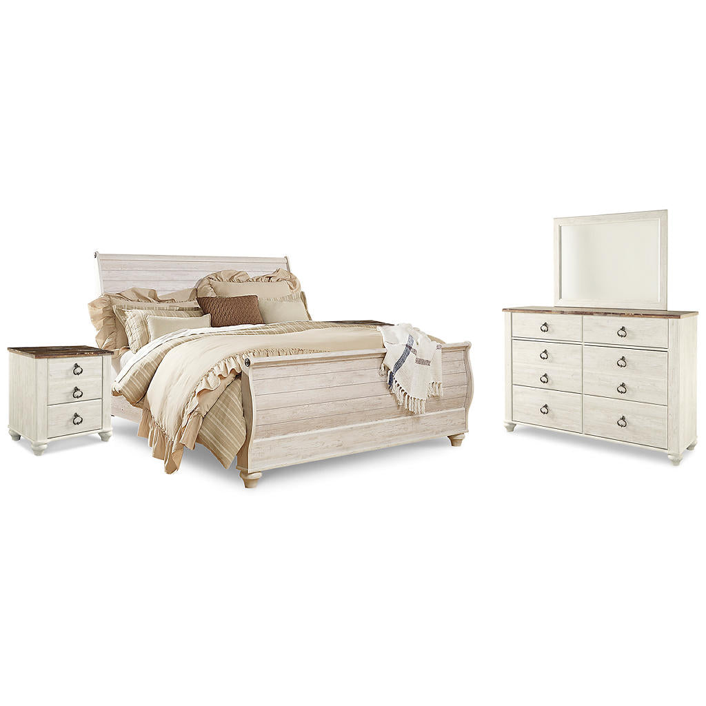 Willowton King Sleigh Bed, Dresser, Mirror and 2 Nightstands Signature Design by Ashley® Uncategorized