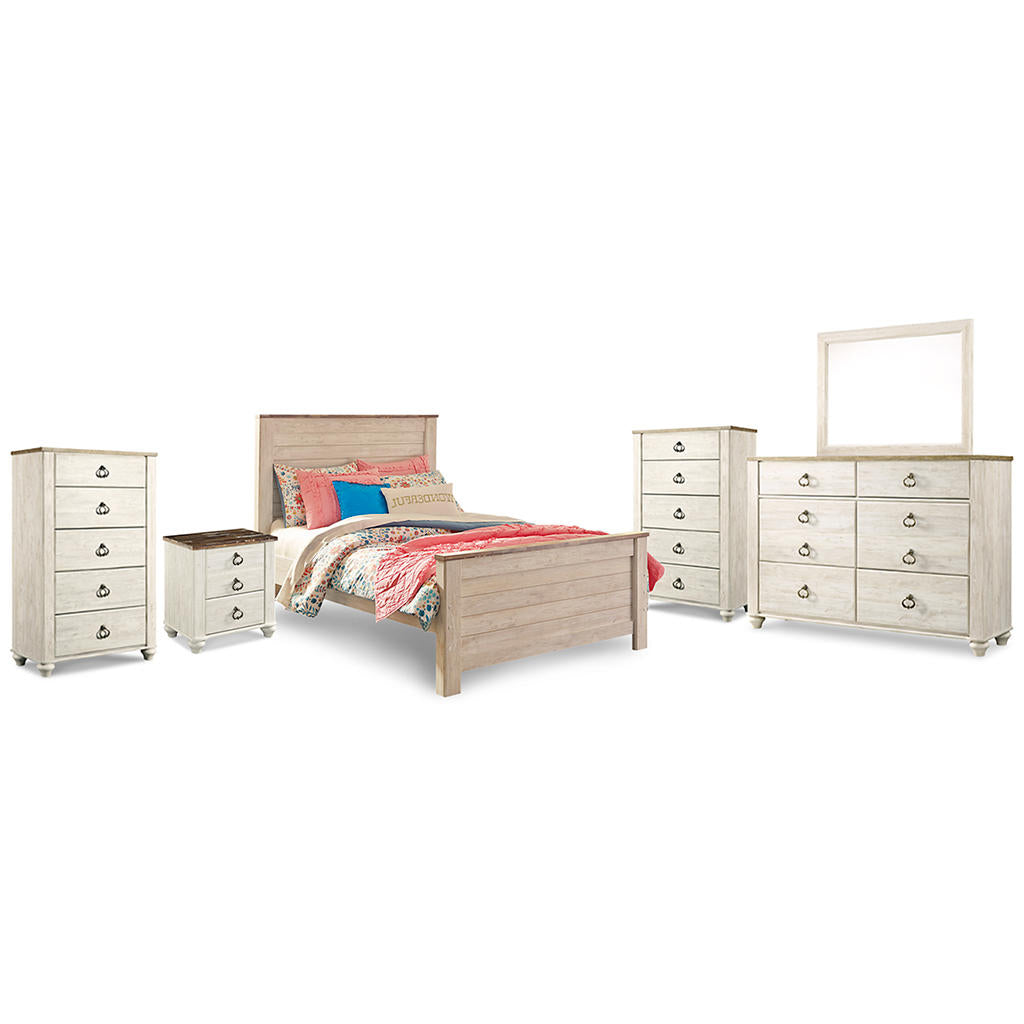 Willowton Full Panel Bed, Dresser, Mirror, 2 Chests and nightstand Signature Design by Ashley® Uncategorized