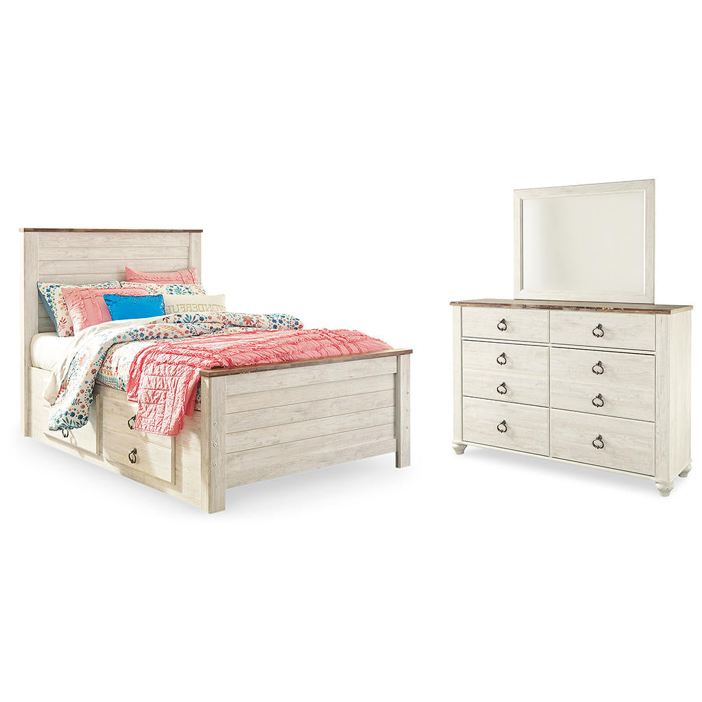 Willowton Full Panel Bed with Storage, Dresser and Mirror Signature Design by Ashley® Uncategorized