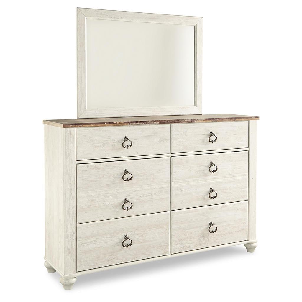 Willowton Dresser and Mirror Set (B1) — Whitewash Signature Design by Ashley® Bedroom