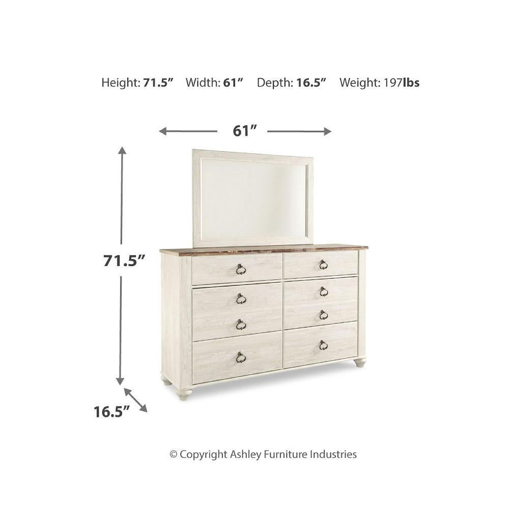 Willowton Bedroom Set (B38) — King panel bed, dresser, mirror, and nightsta Signature Design by Ashley® Uncategorized