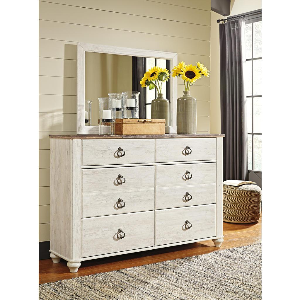 Willowton Dresser and Mirror Set (B1) — Whitewash Signature Design by Ashley® Bedroom