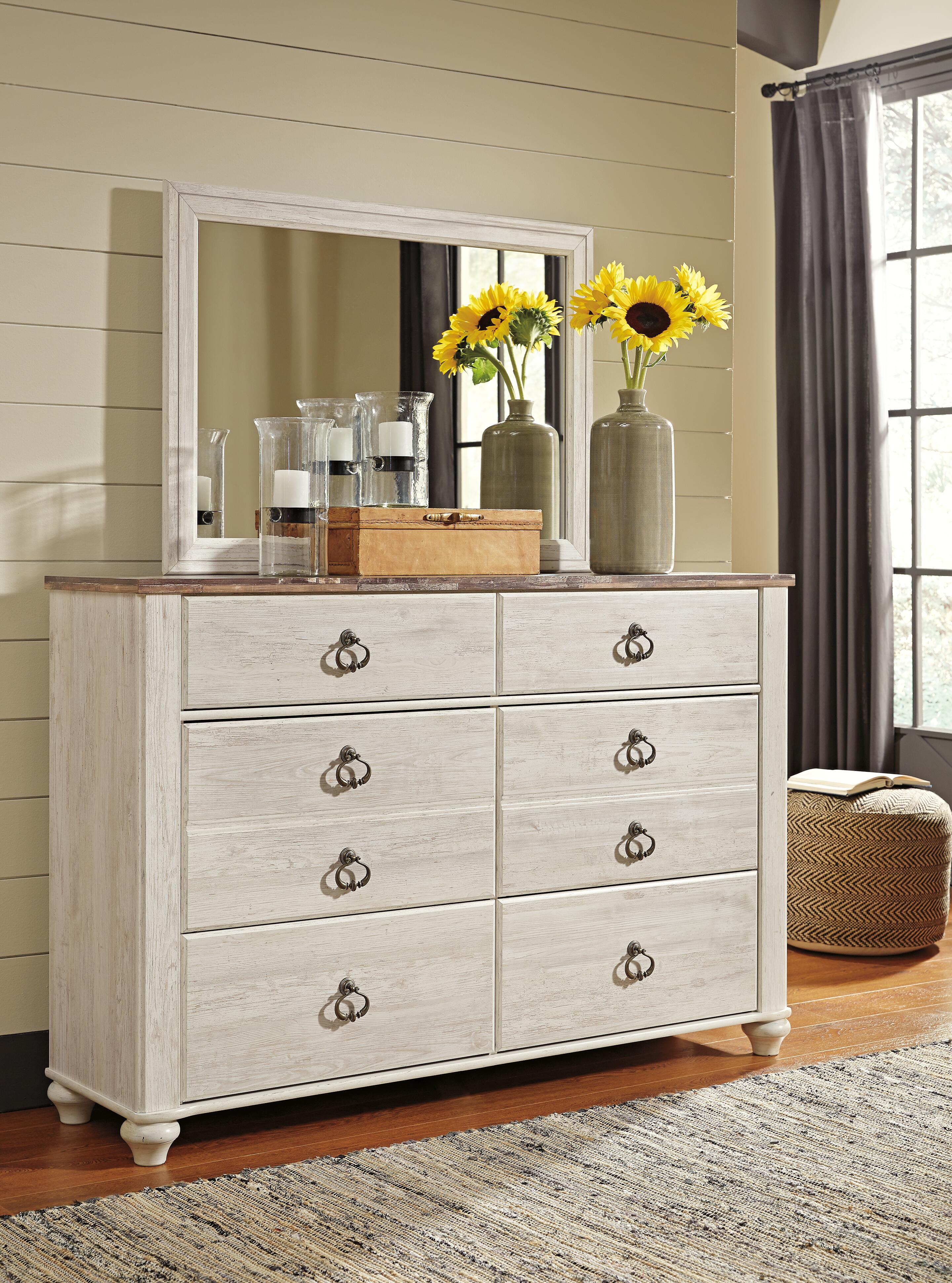 Willowton King Panel Bed, Dresser, Mirror, Chest and Nightstand