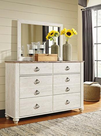 Willowton Dresser and Mirror Set (B1) — Whitewash Signature Design by Ashley® Bedroom