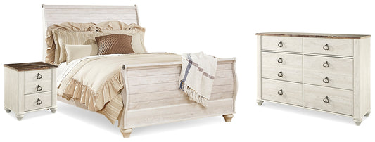 Willowton Queen Sleigh Bed, Dresser and Nightstand