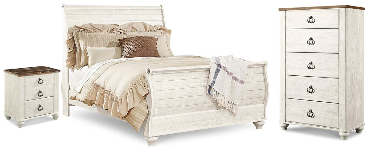 Willowton Queen Sleigh Bed, Chest and Nightstand — 3-Piece Signature Design by Ashley® Bedroom