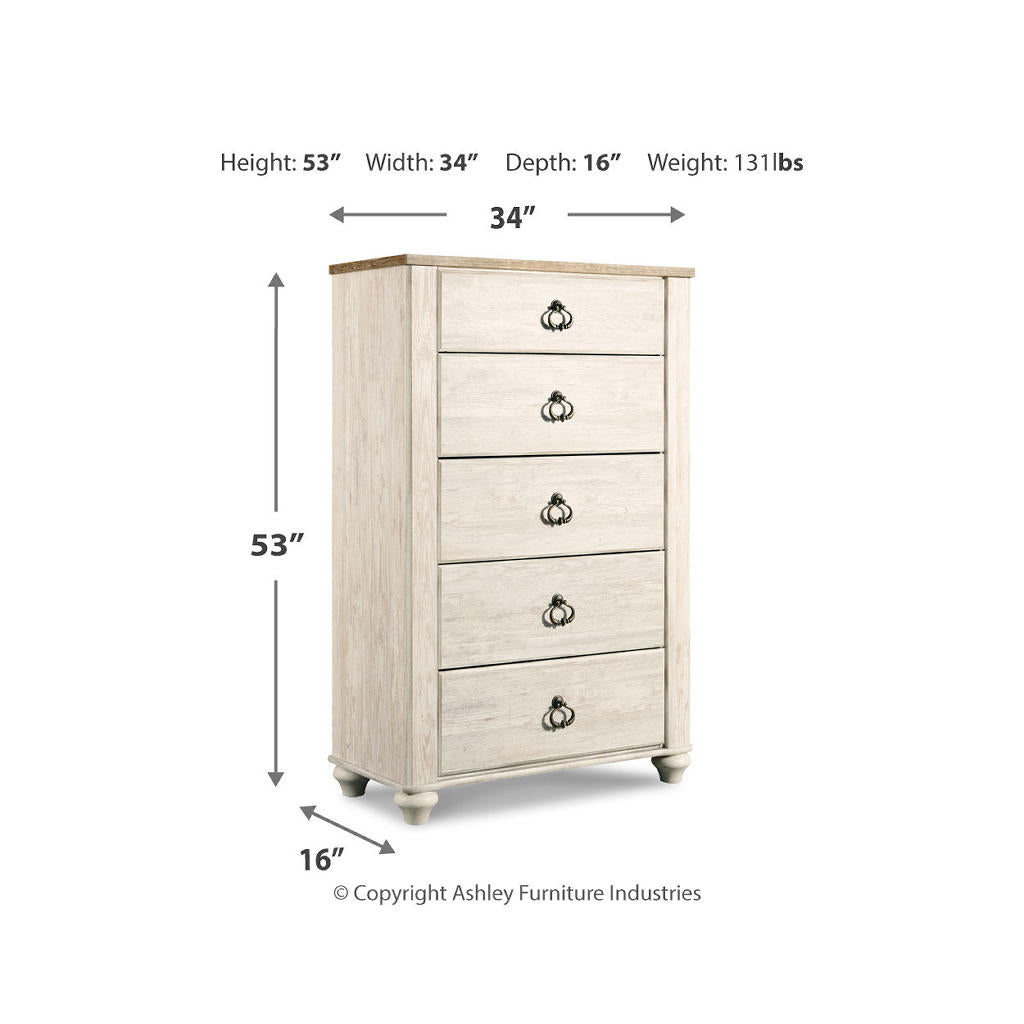 Willowton King Sleigh Bed, Dresser, Mirror, Chest and 2 Nightstands Signature Design by Ashley® Uncategorized