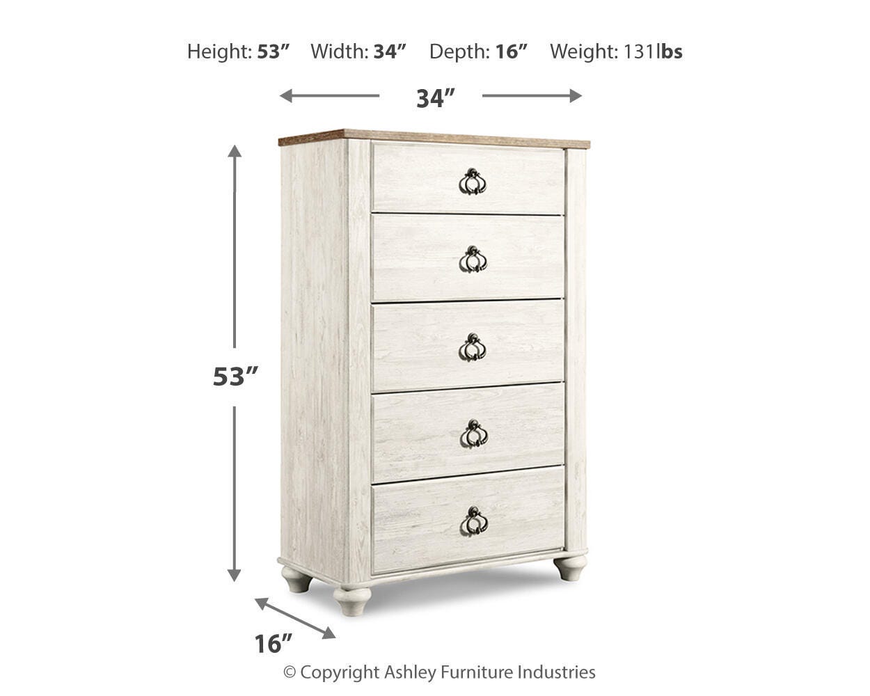 Willowton Queen Sleigh Bed, Chest and Nightstand — 3-Piece Signature Design by Ashley® Bedroom