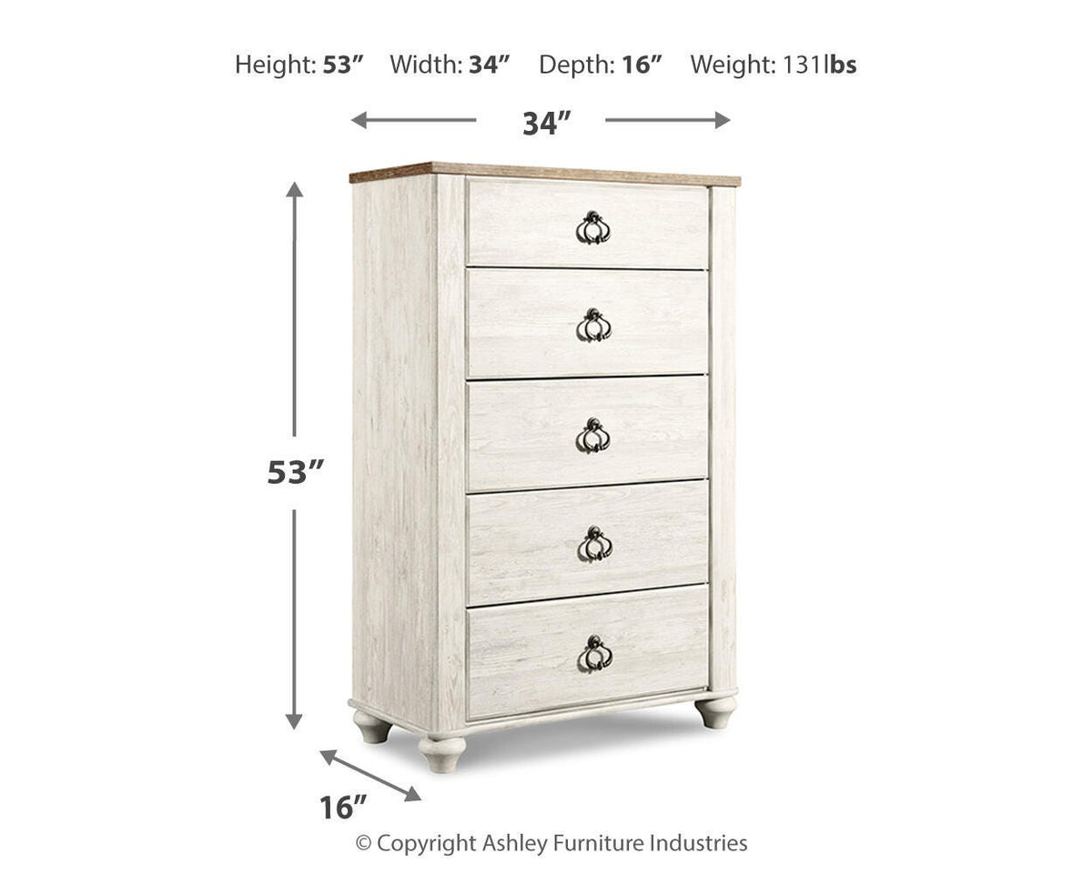 Willowton Queen Sleigh Bed, Chest and Nightstand — 3-Piece Signature Design by Ashley® Bedroom