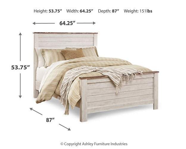 Willowton Queen Panel Bed, Dresser, Mirror, Chest and 2 Nightstands