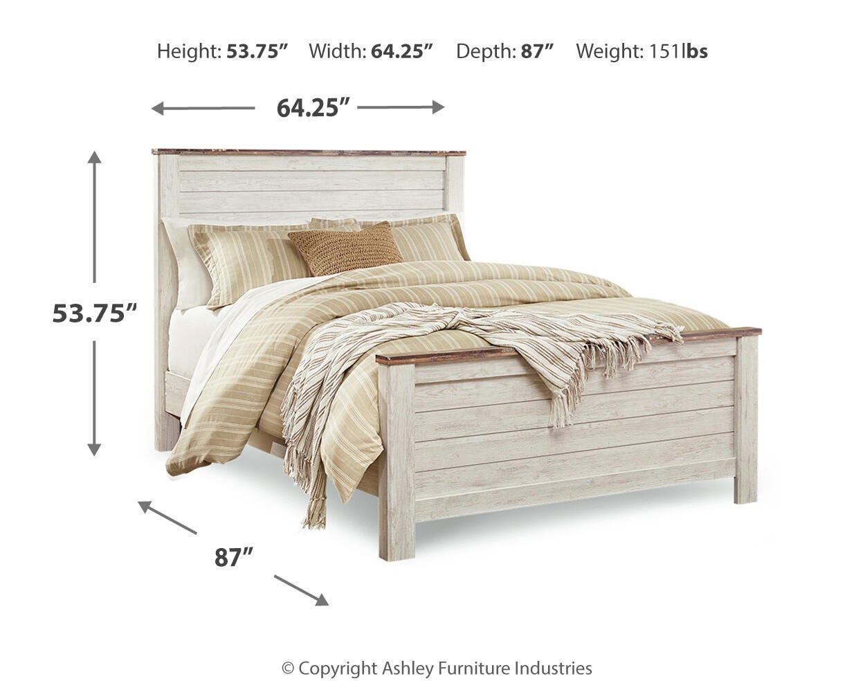 Willowton Queen Panel Bed, Dresser and Mirror — 3-Piece Set Signature Design by Ashley® Bedroom