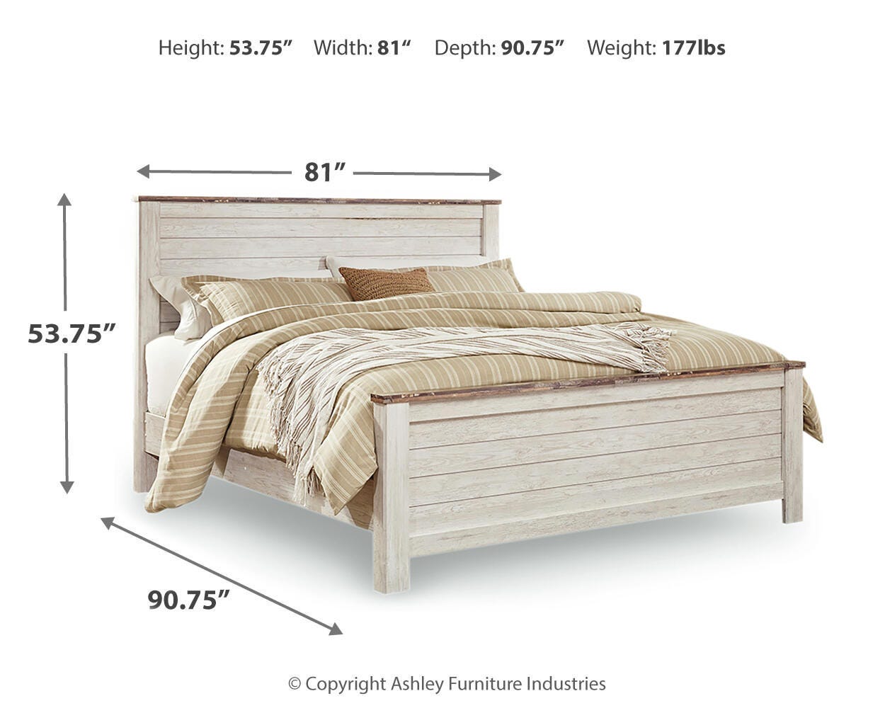Willowton King Panel Bed, Dresser, Mirror, Chest and Nightstand
