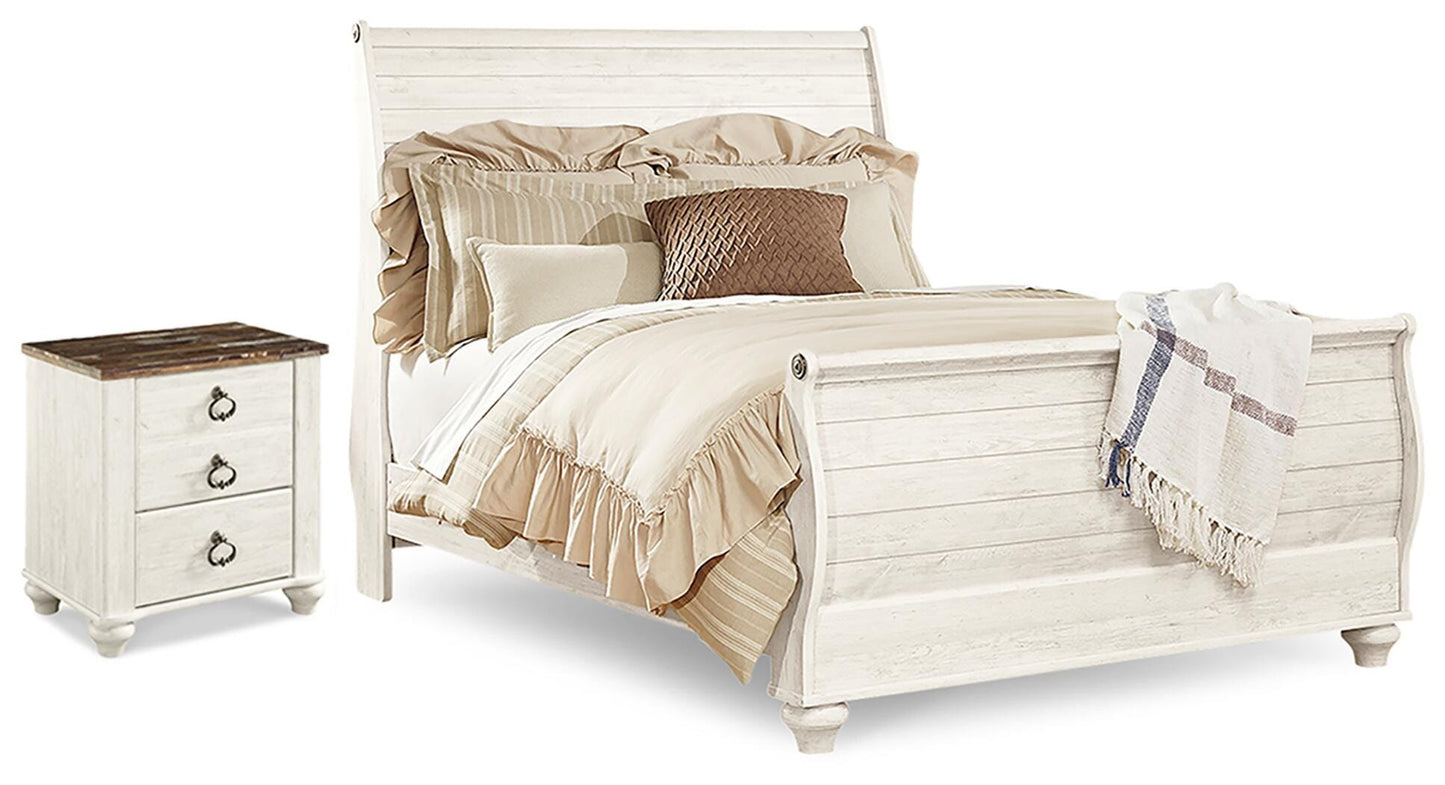 Willowton Queen Sleigh Bed and Nightstand — 2-Piece Set Signature Design by Ashley® Bedroom