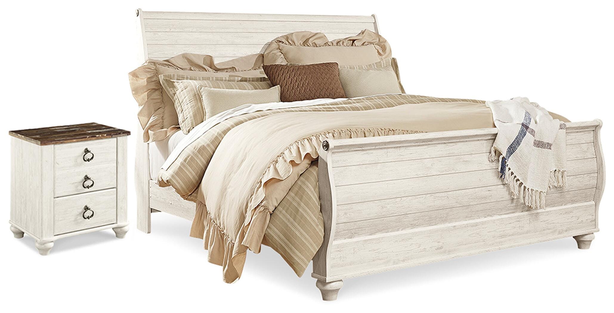 Willowton King Sleigh Bed and Nightstand — 2-Piece Set Signature Design by Ashley® Bedroom