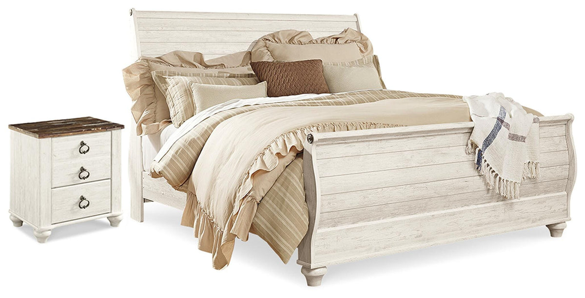 Willowton King Sleigh Bed and Nightstand — 2-Piece Set Signature Design by Ashley® Bedroom
