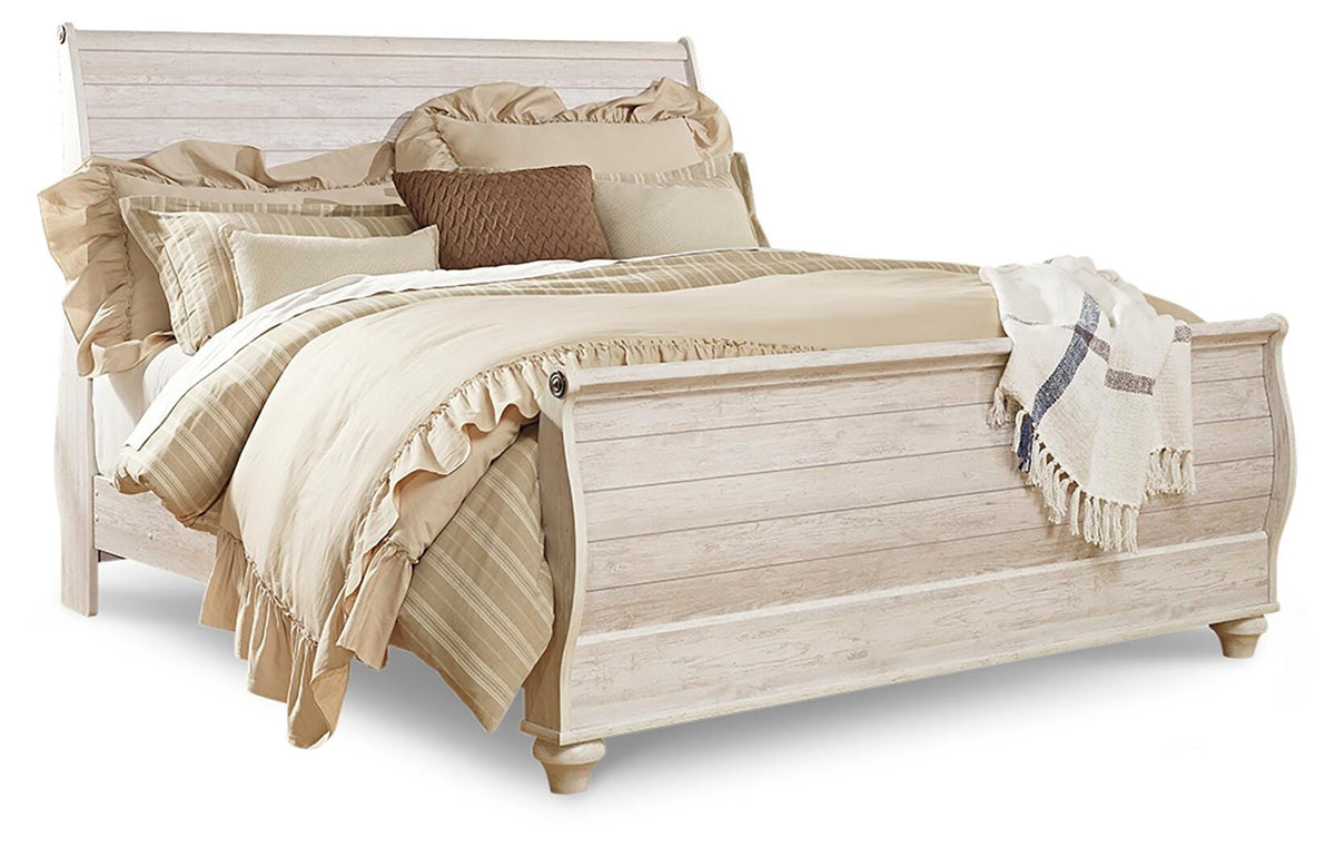 Willowton King Sleigh Bed and Nightstand — 2-Piece Set Signature Design by Ashley® Bedroom