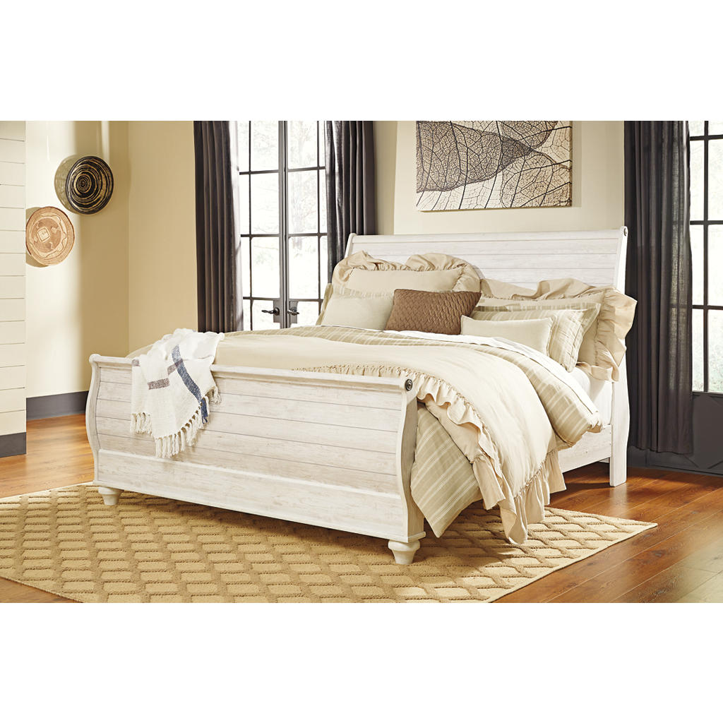 Willowton King Sleigh Bed, Dresser, Mirror and 2 Nightstands Signature Design by Ashley® Uncategorized