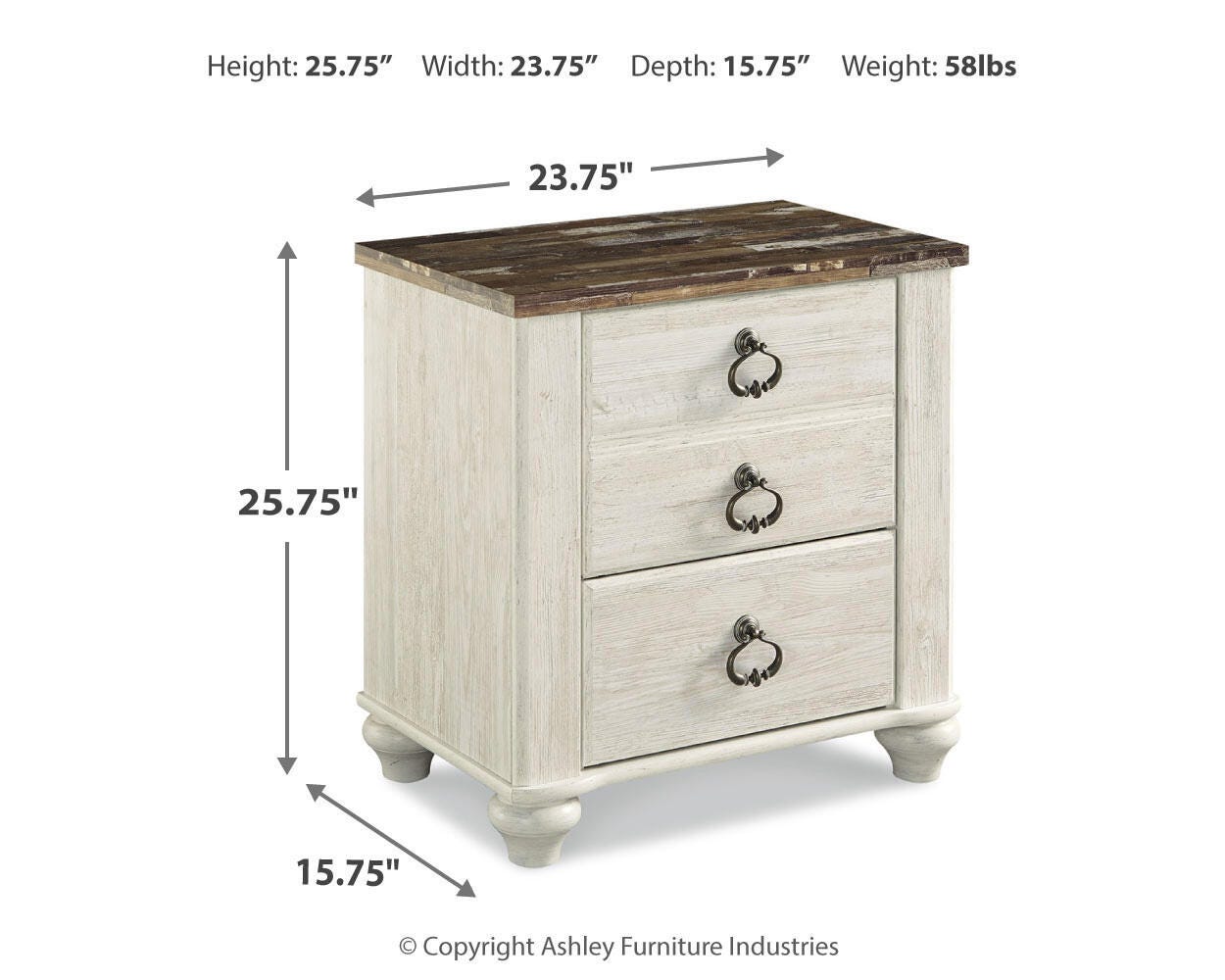 Willowton King Panel Bed, Dresser, Mirror, Chest and Nightstand