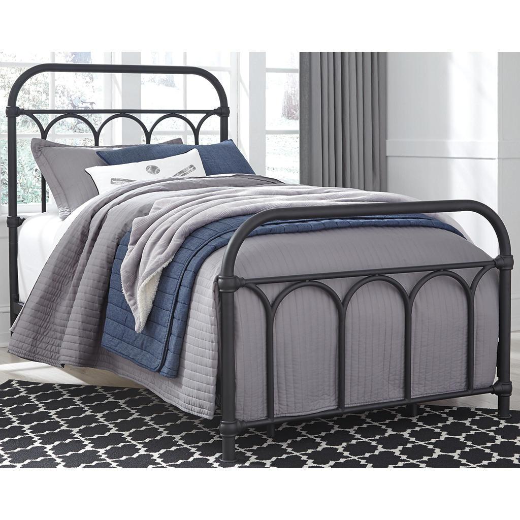 Nashburg Twin Metal Bed — Black Powder-Coated Steel Signature Design by Ashley® Beds
