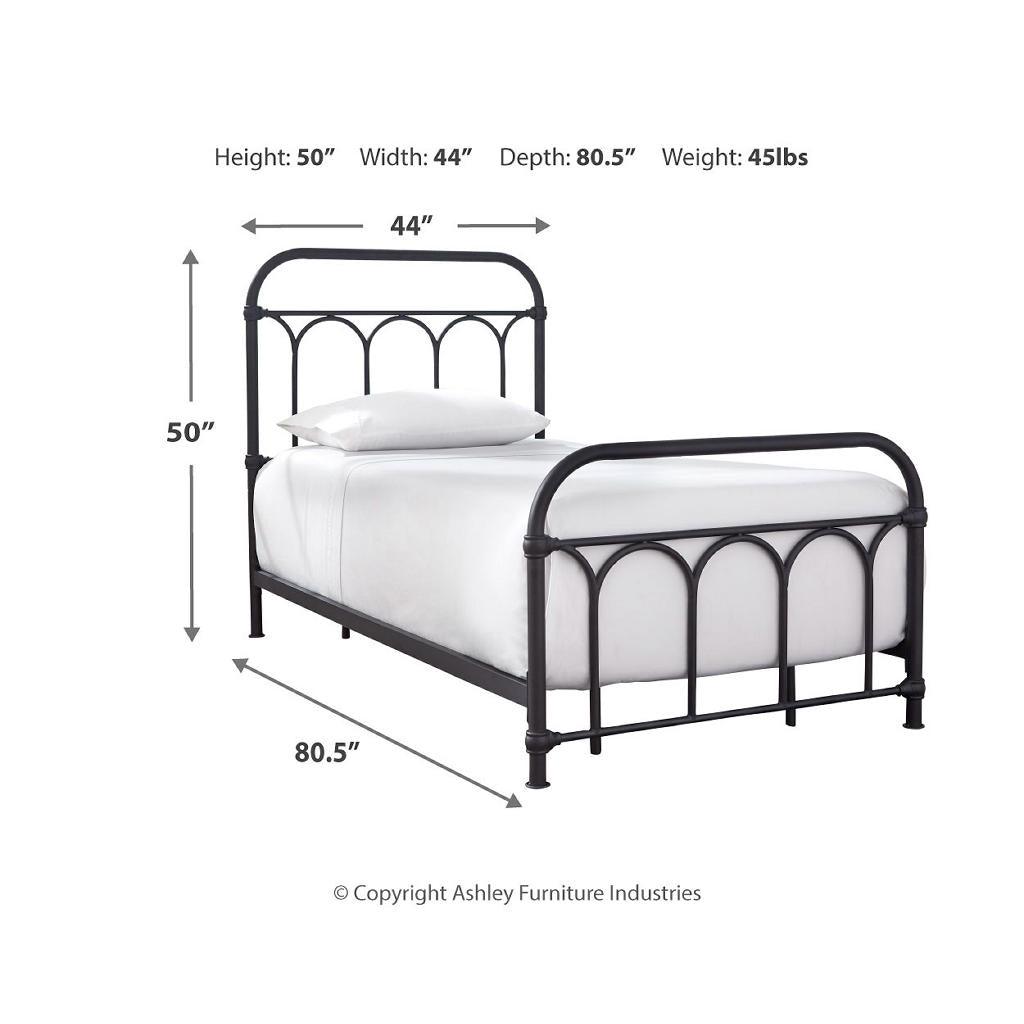 Nashburg Twin Metal Bed — Black Powder-Coated Steel Signature Design by Ashley® Beds