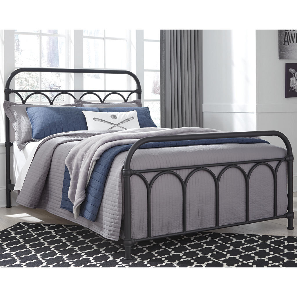 Nashburg Full Metal Bed — Black Powder-Coated Steel Signature Design by Ashley® Beds