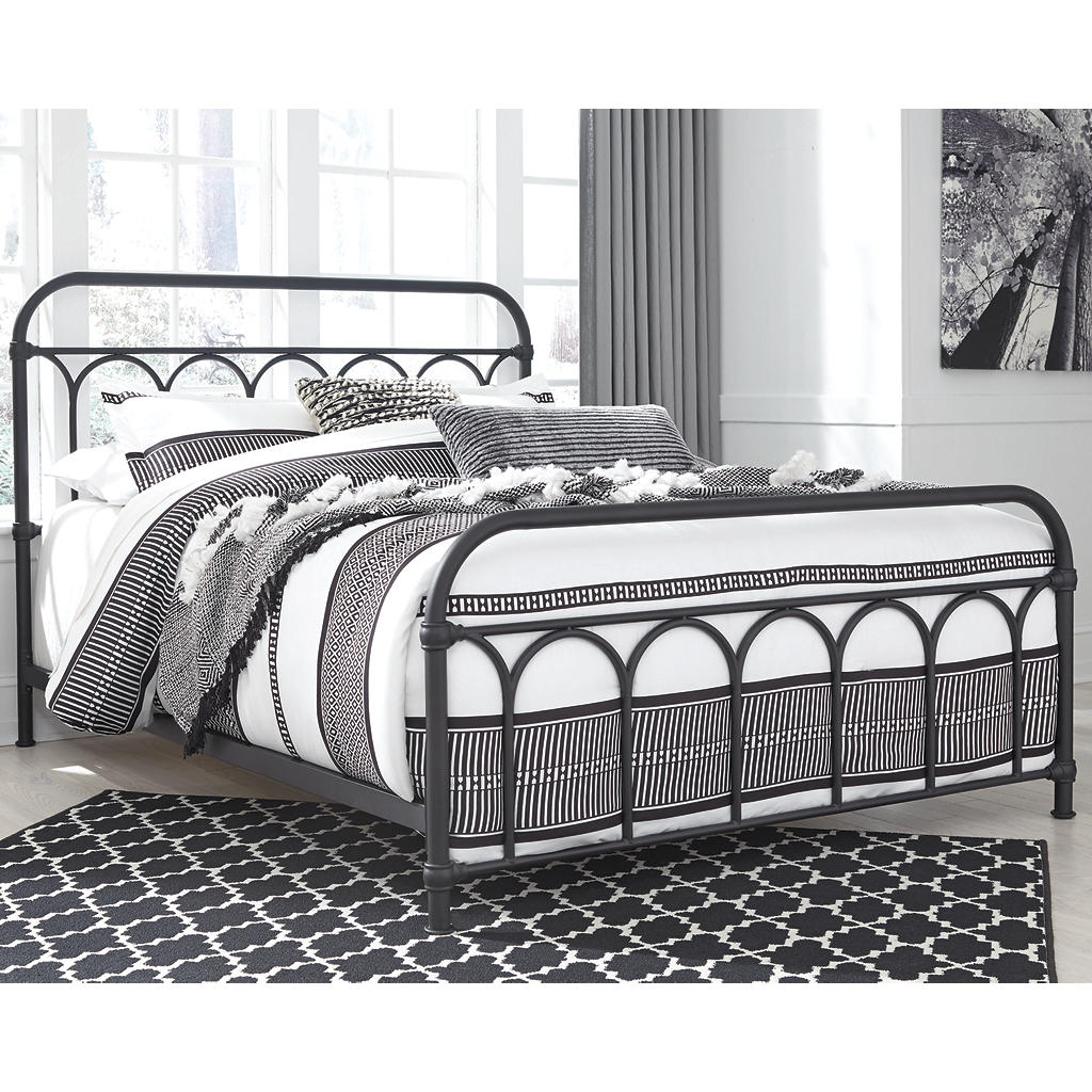 Nashburg Queen Metal Bed — Black Powder-Coated Steel Signature Design by Ashley® Bedroom