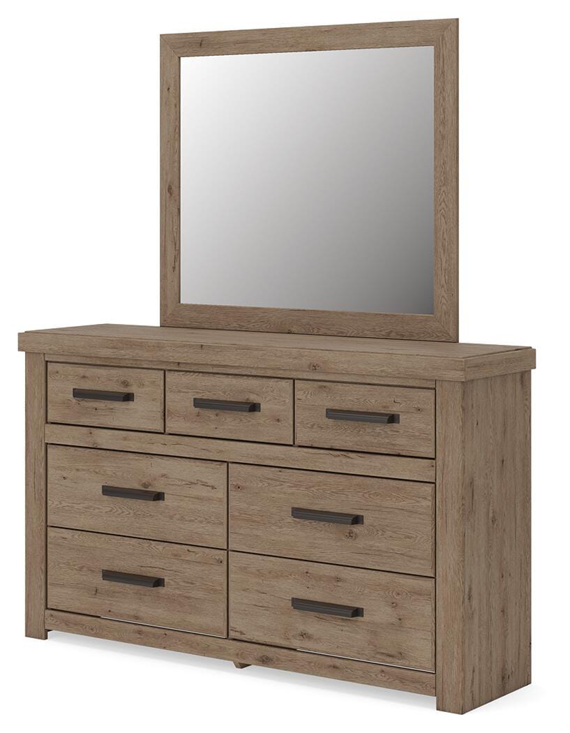 Oliandon Queen Panel Storage Bed, Dresser and Mirror