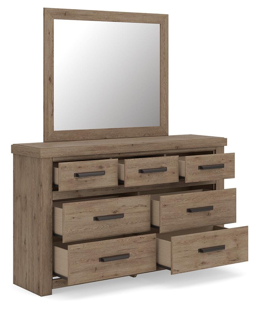 Oliandon Queen Panel Storage Bed, Dresser and Mirror