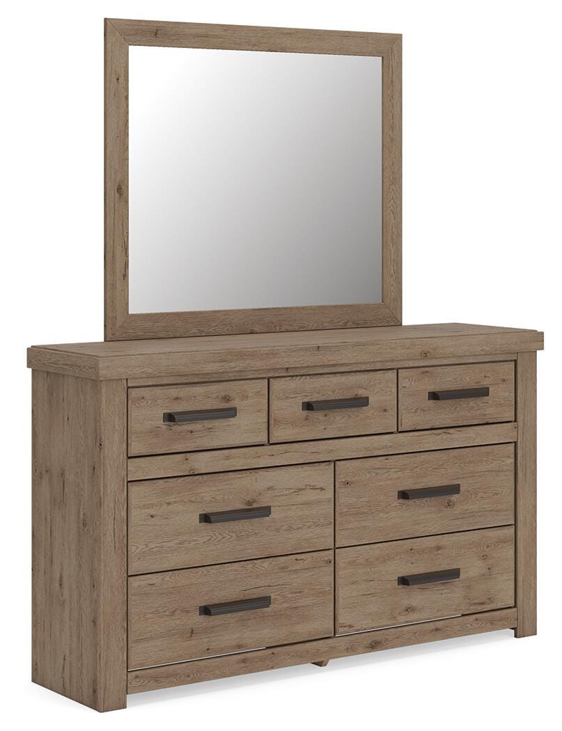 Oliandon Queen Panel Storage Bed, Dresser and Mirror