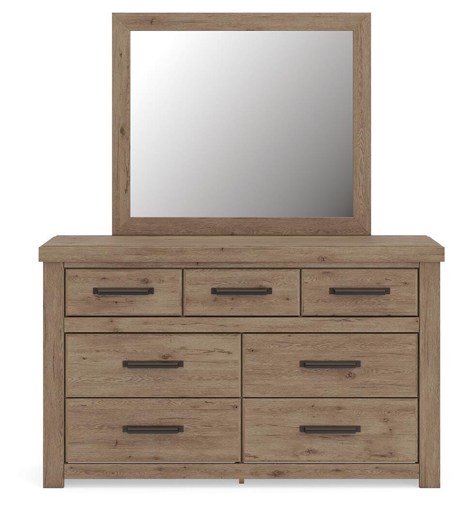 Oliandon Queen Panel Storage Bed, Dresser and Mirror