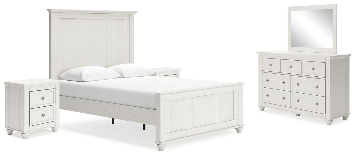 Grantoni Queen Panel Bed, Dresser, Mirror and 2 Nightstands