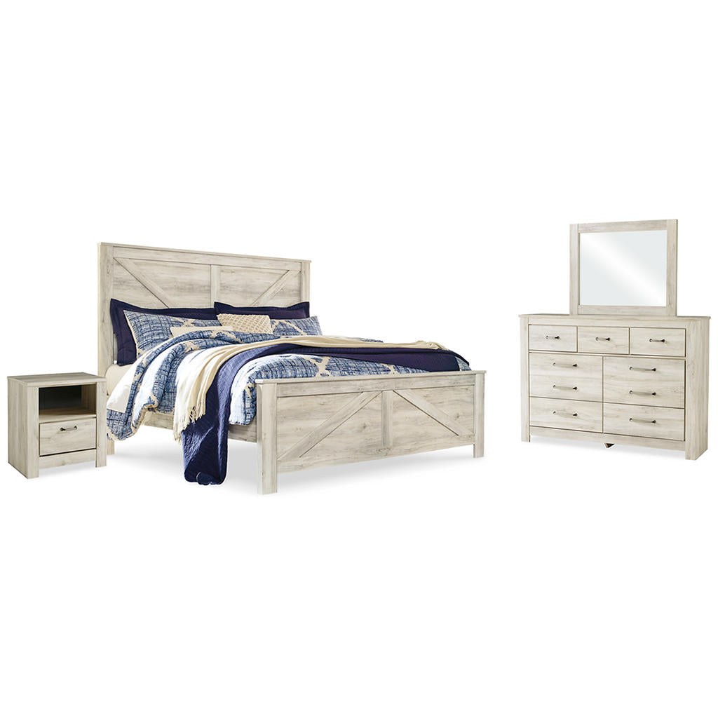 Bellaby King Crossbuck Panel Bed, Dresser, Mirror, and Nightstand Signature Design by Ashley® Uncategorized