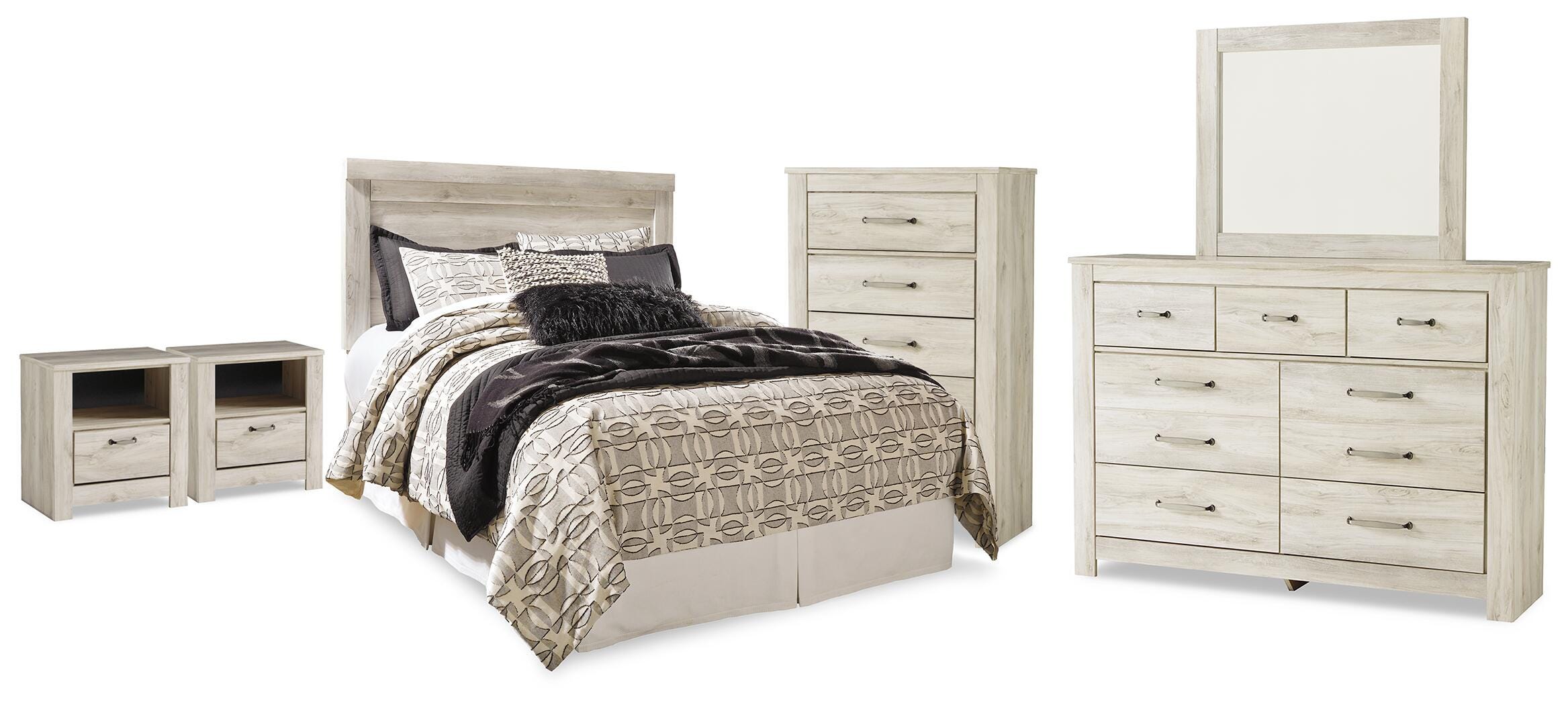 Bellaby Queen Headboard, Dresser, Mirror, Chest & 2 Nightstands Signature Design by Ashley® Bedroom