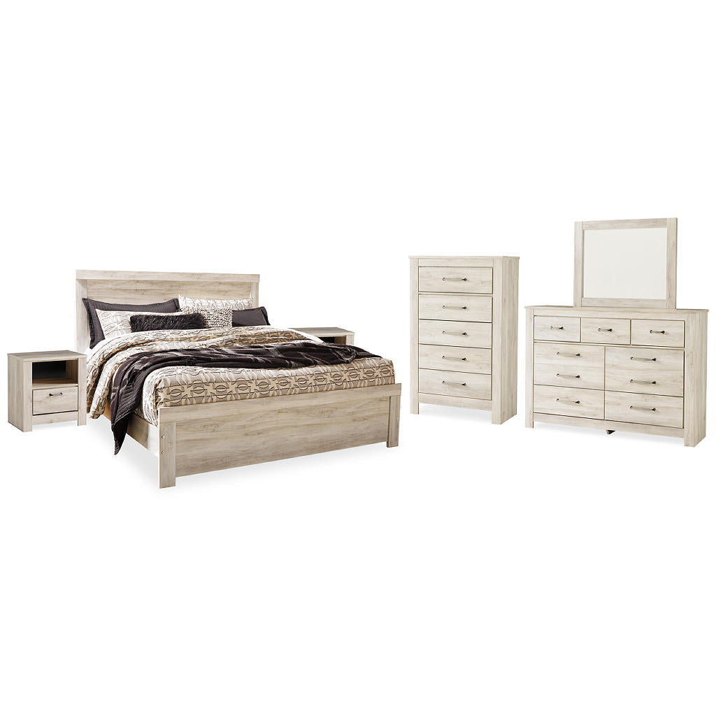 Bellaby King Panel Bed, Dresser, Mirror, Chest and 2 Nightstands Signature Design by Ashley® Uncategorized