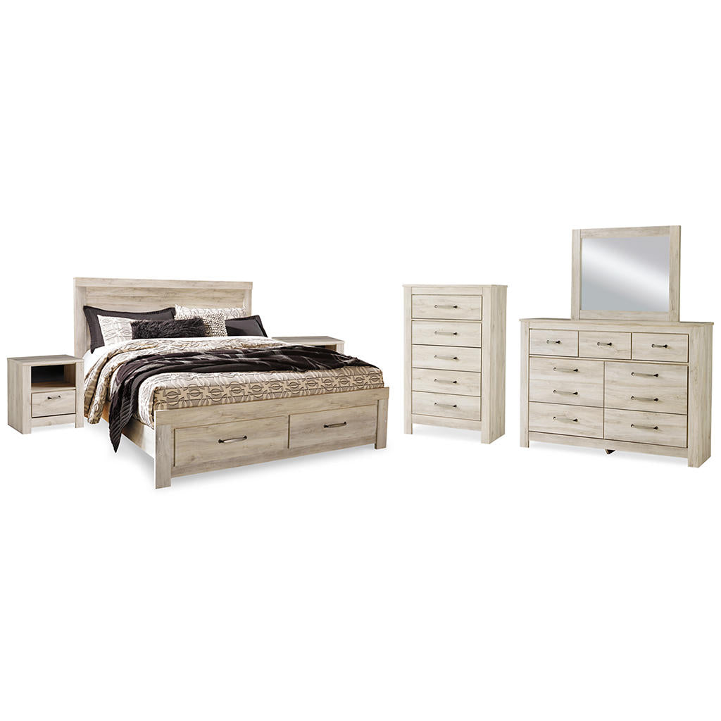 Bellaby King Storage Bed, Dresser, Mirror, Chest and 2 Nightstands Signature Design by Ashley® Uncategorized