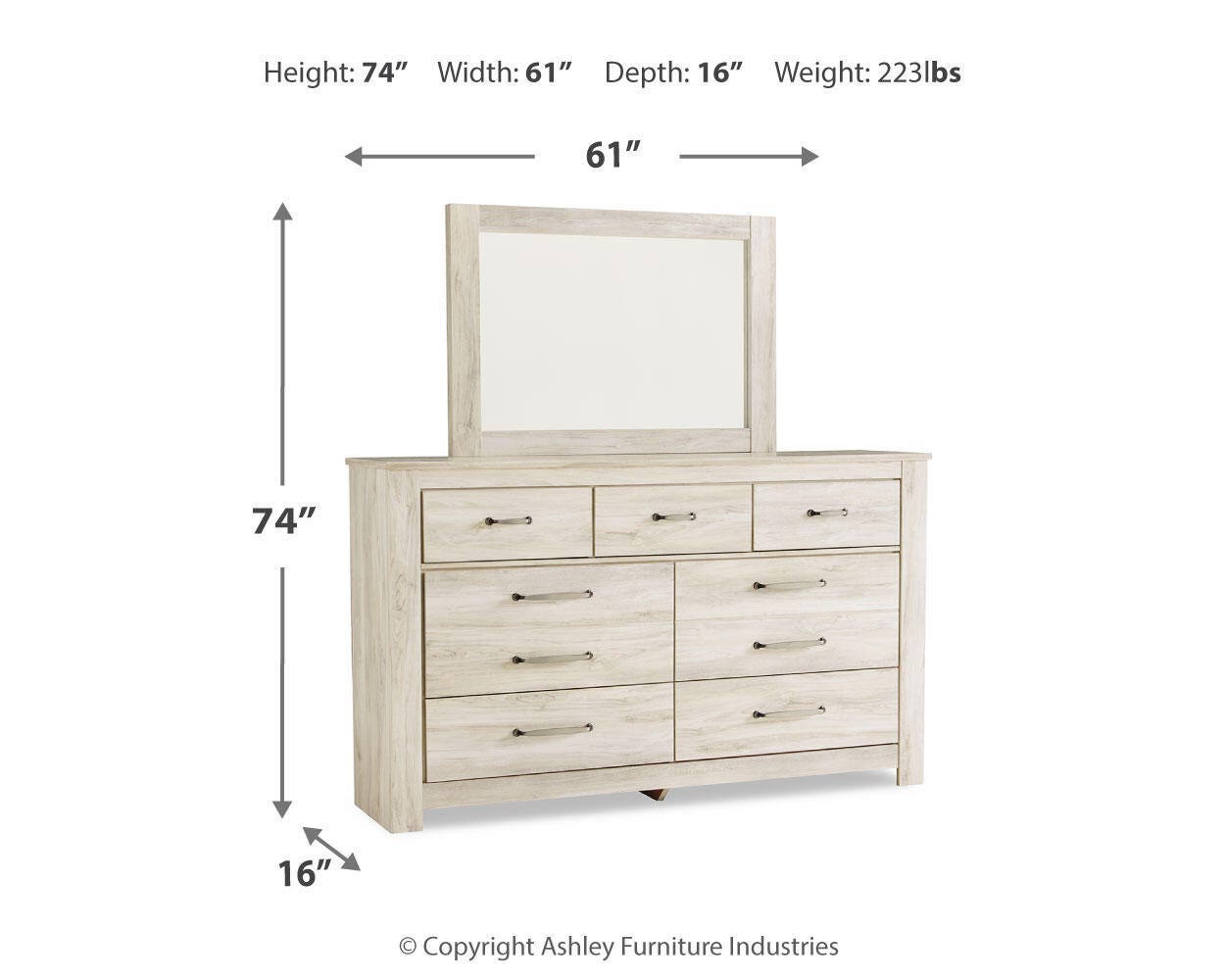 Bellaby Queen Crossbuck Panel Bed, Dresser and Mirror — 3-Piece Signature Design by Ashley® Bedroom