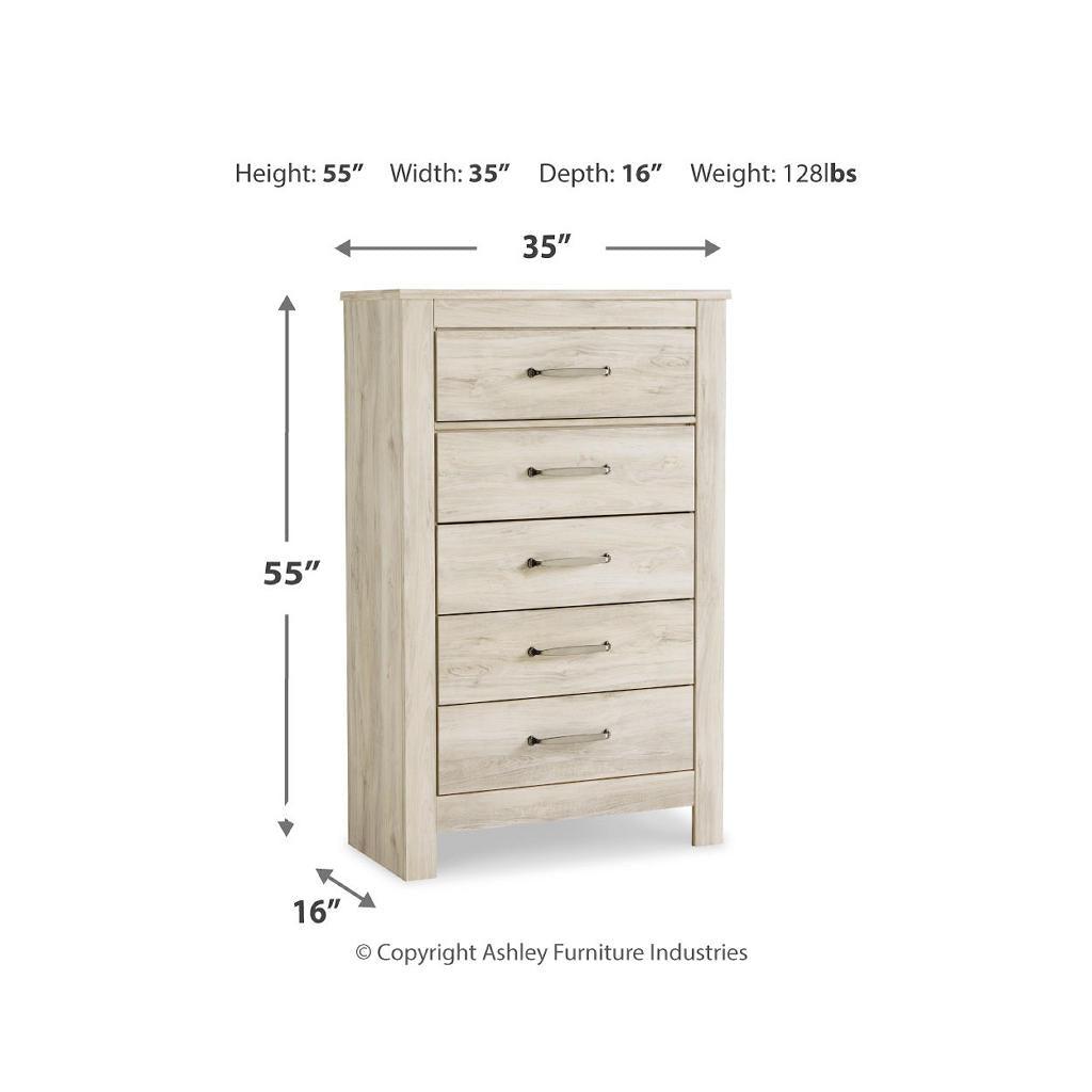Bellaby Chest of Drawers — Wispy White, 5 Drawers Signature Design by Ashley® Bedroom