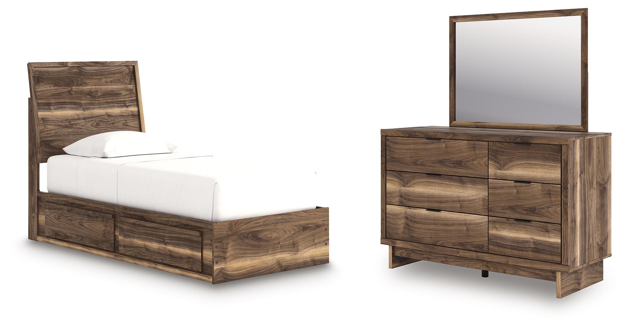 Chirason Twin Panel Bed with Storage, Dresser and Mirror Signature Design by Ashley® Bedroom