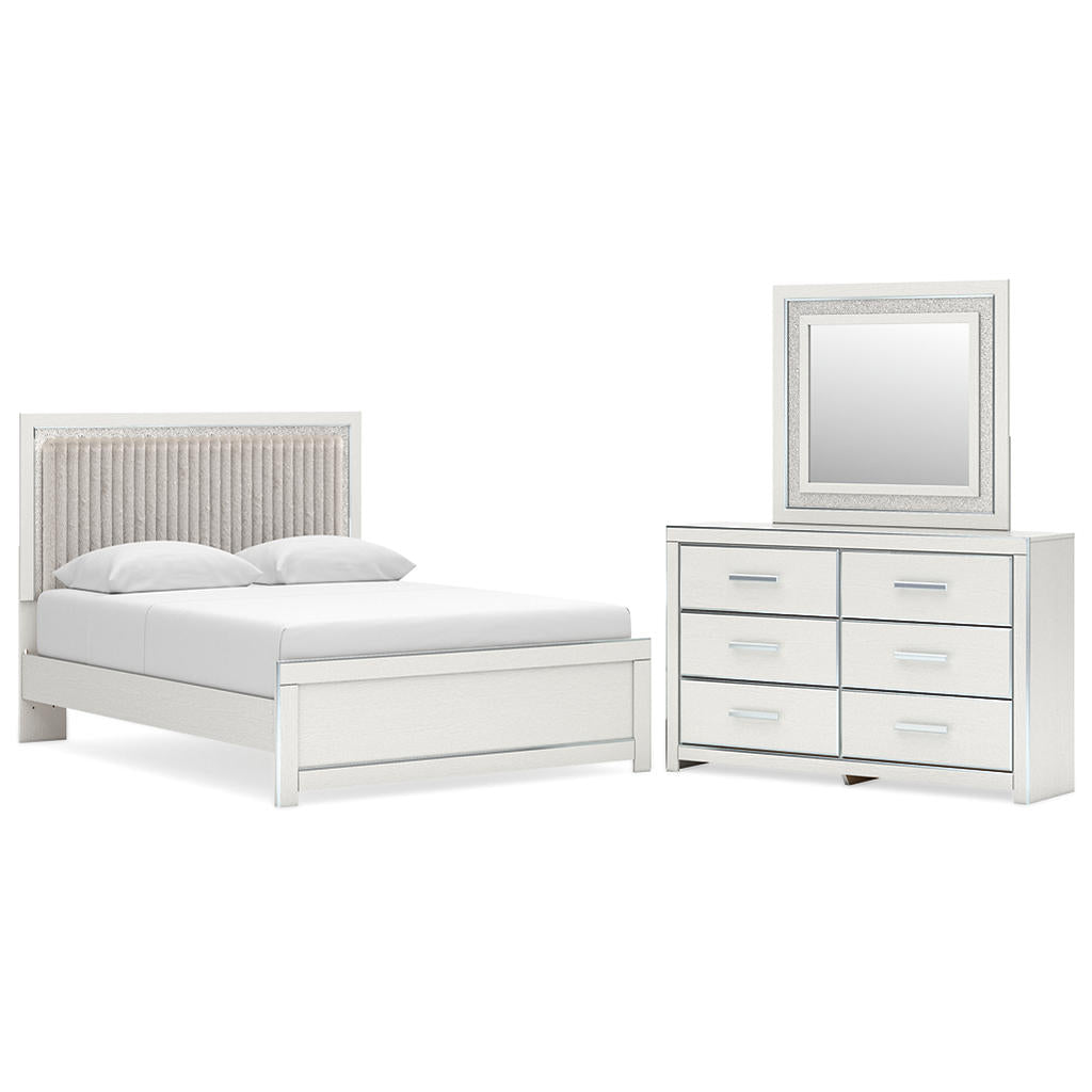 Zuraleus Queen Upholstered Panel Platform Bed, Dresser and Mirror Ashley® Bedroom