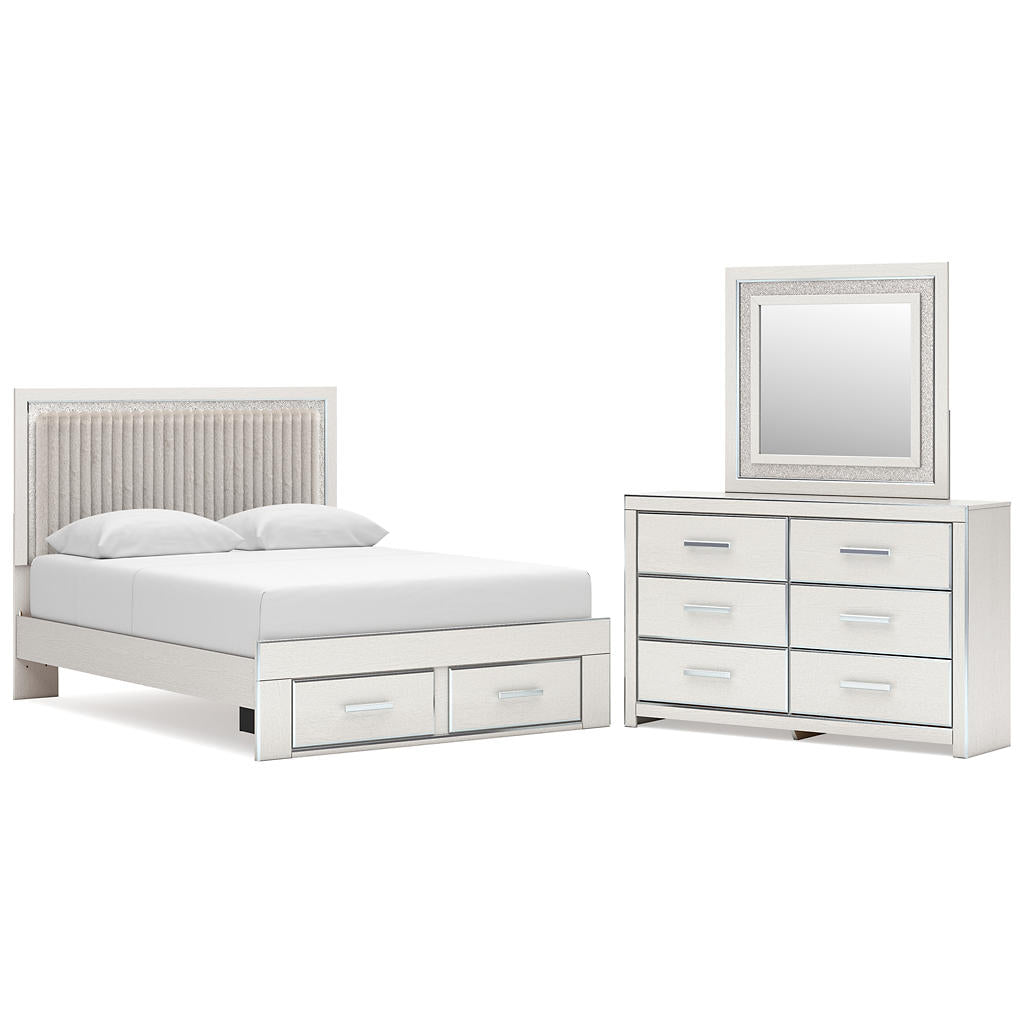 Zuraleus Queen Upholstered Panel Platform Storage Bed, Dresser and Mirror Ashley® Bedroom