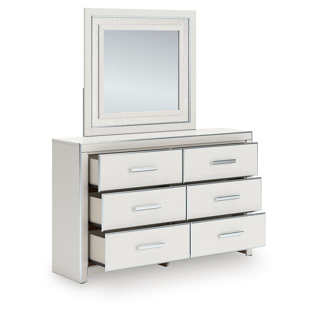 Zuraleus Queen Upholstered Panel Platform Bed, Dresser and Mirror Ashley® Bedroom