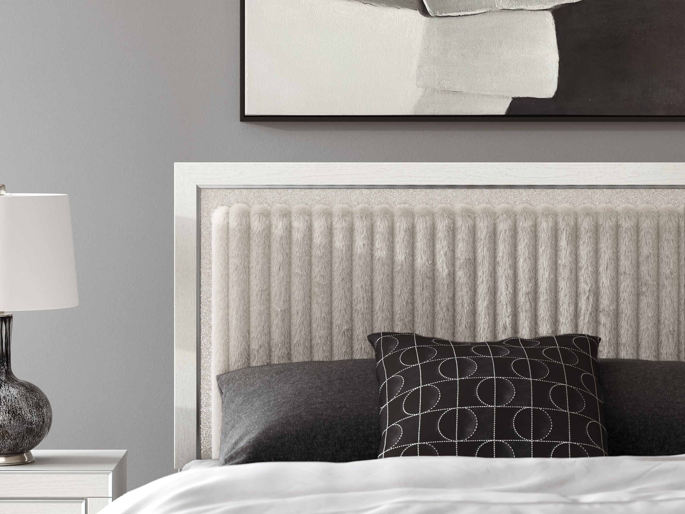 Zuraleus Queen Upholstered Panel Bed, Dresser and Mirror Ashley® Bedroom